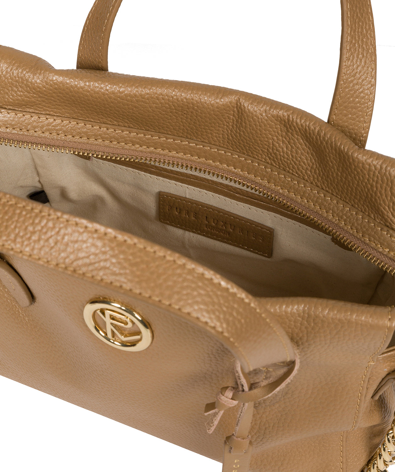 'Lisette' Metallic Champagne Leather Handbag image 4