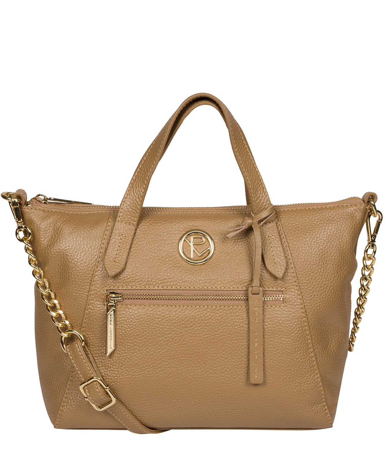 'Claudette' Metallic Champagne Leather Handbag image 1