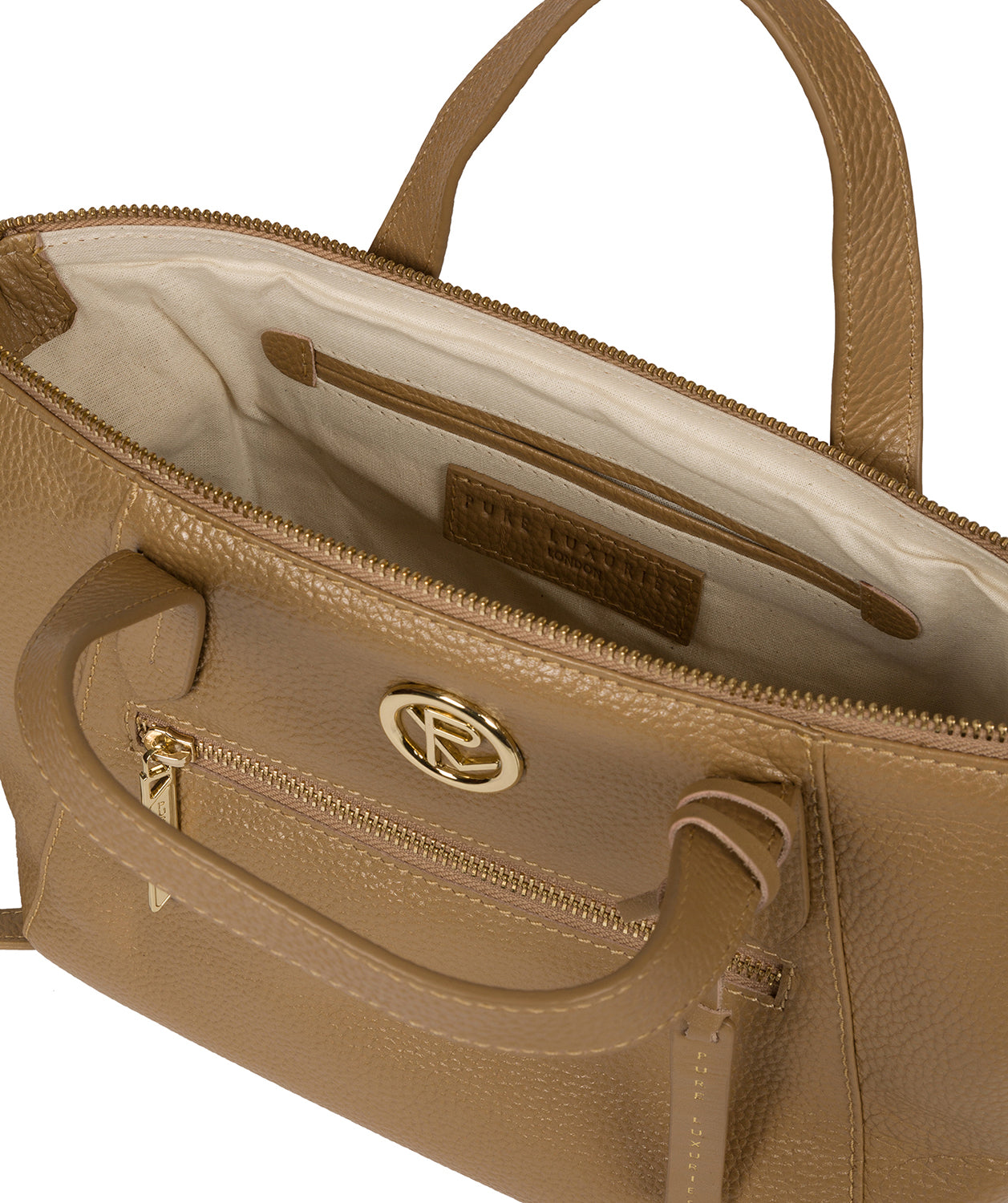 'Claudette' Metallic Champagne Leather Handbag image 4