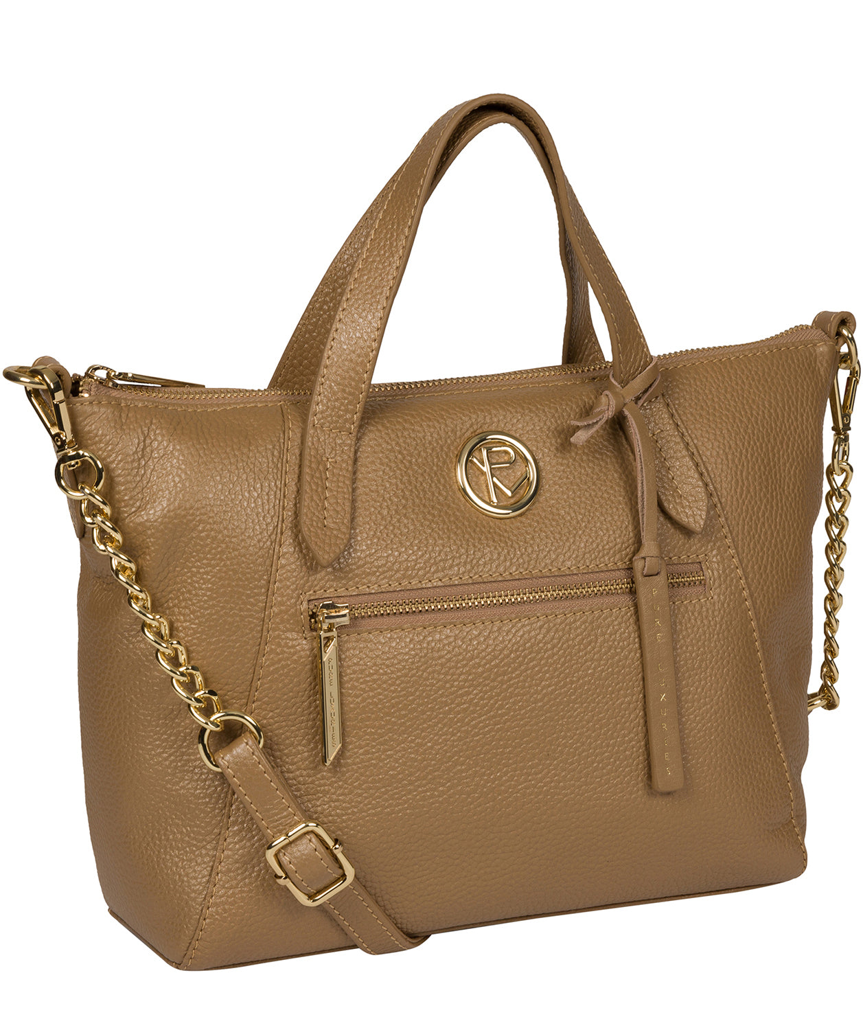 'Claudette' Metallic Champagne Leather Handbag image 5