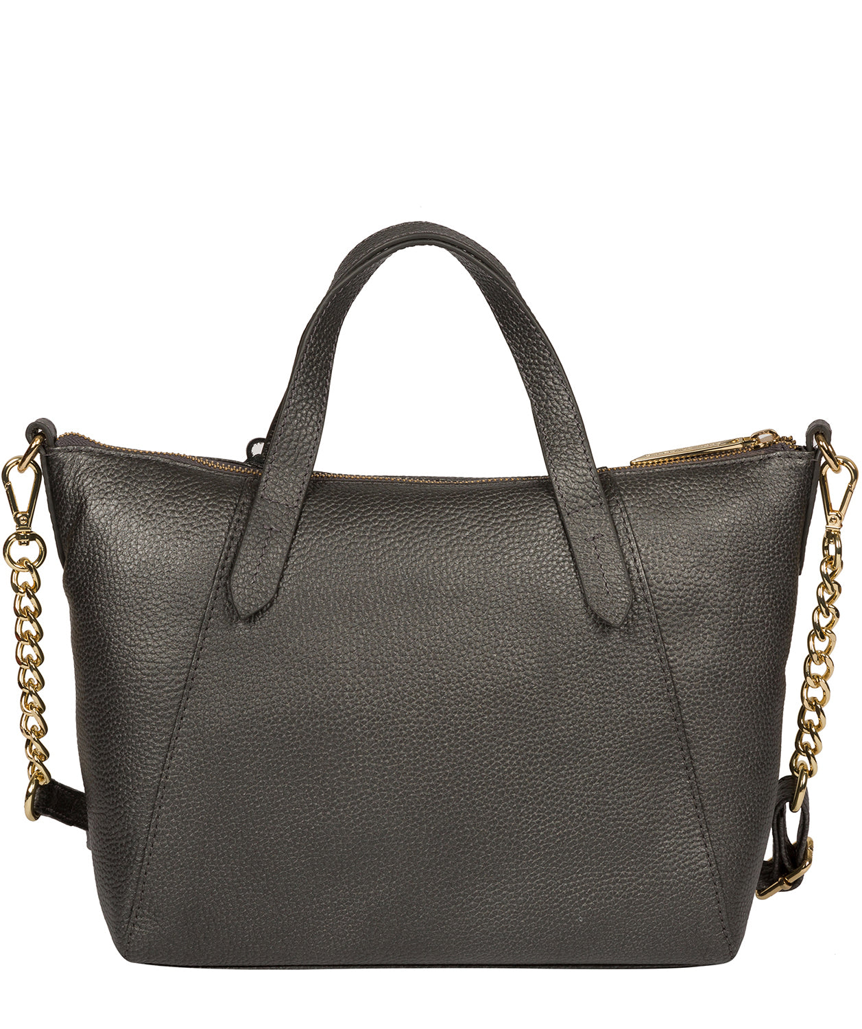 'Claudette' Metallic Dark Silver Leather Handbag image 3