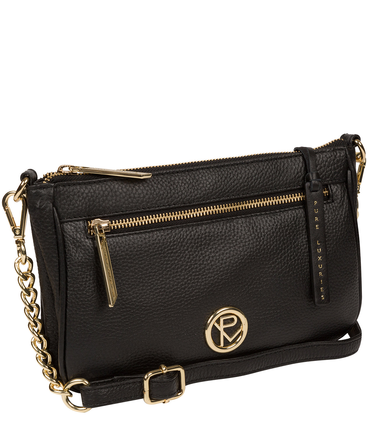'Yvette' Black Leather Cross Body Bag image 5