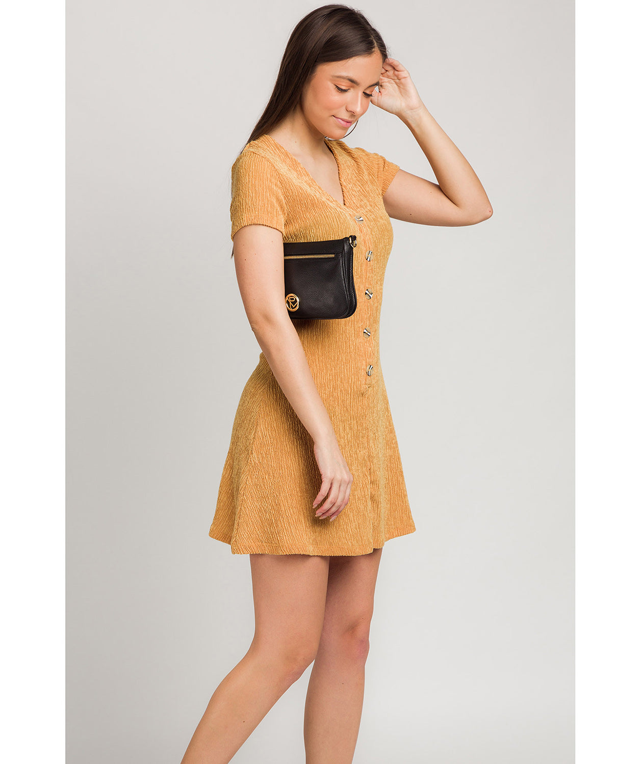 'Yvette' Black Leather Cross Body Bag image 7