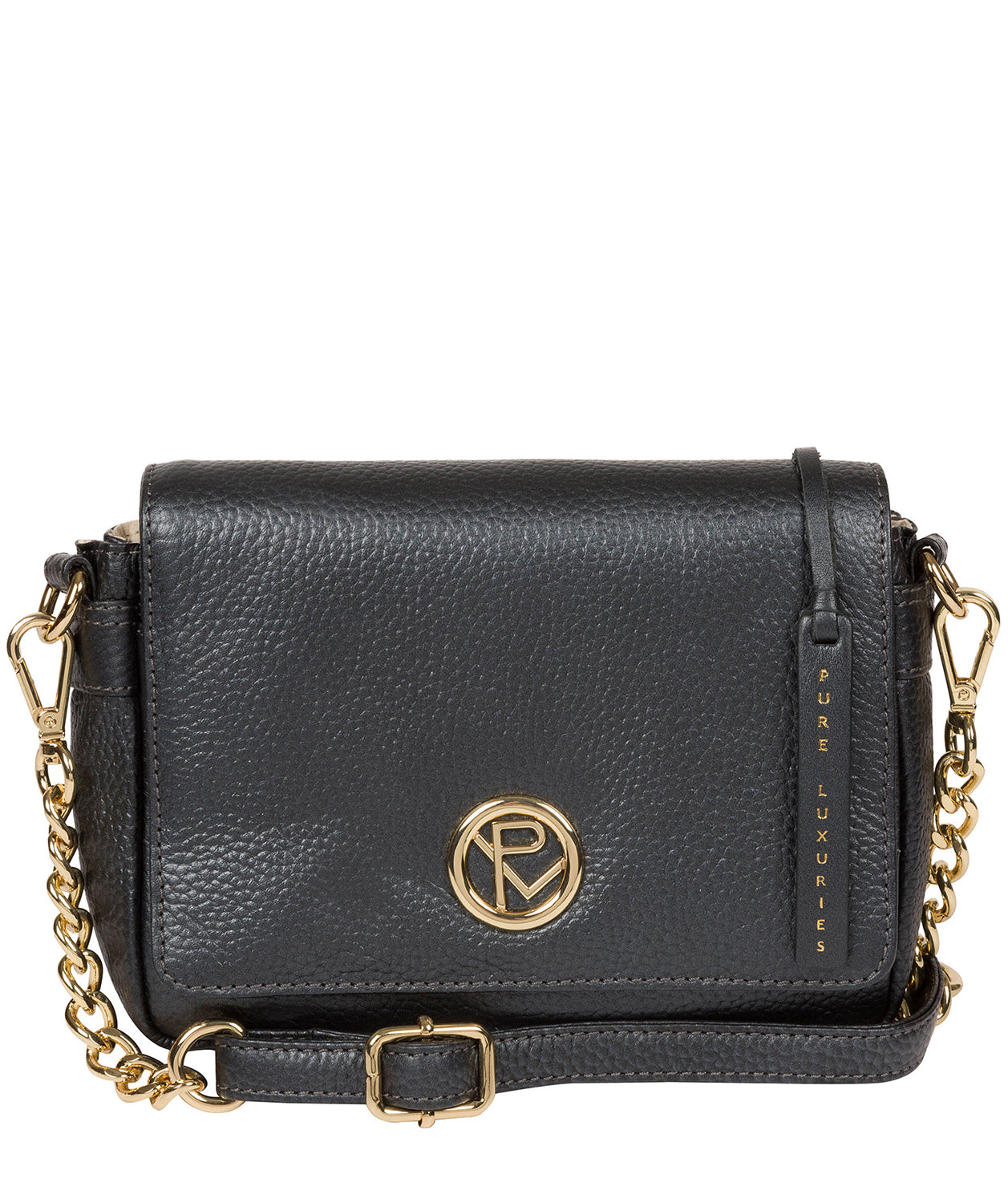 'Paulette' Metallic Blue Steel Leather Cross Body Bag image 1