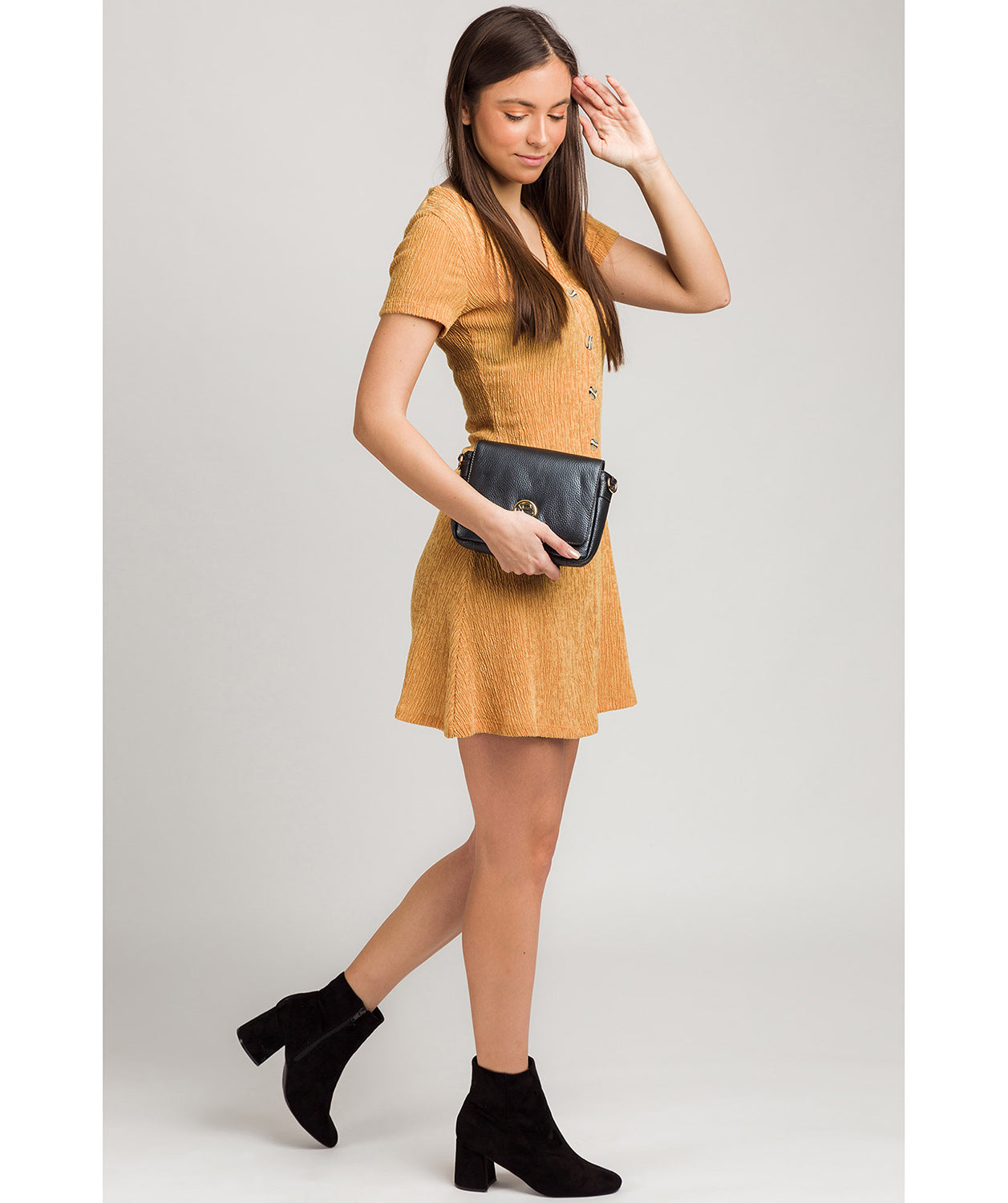 'Paulette' Metallic Blue Steel Leather Cross Body Clutch Bag Pure Luxuries London