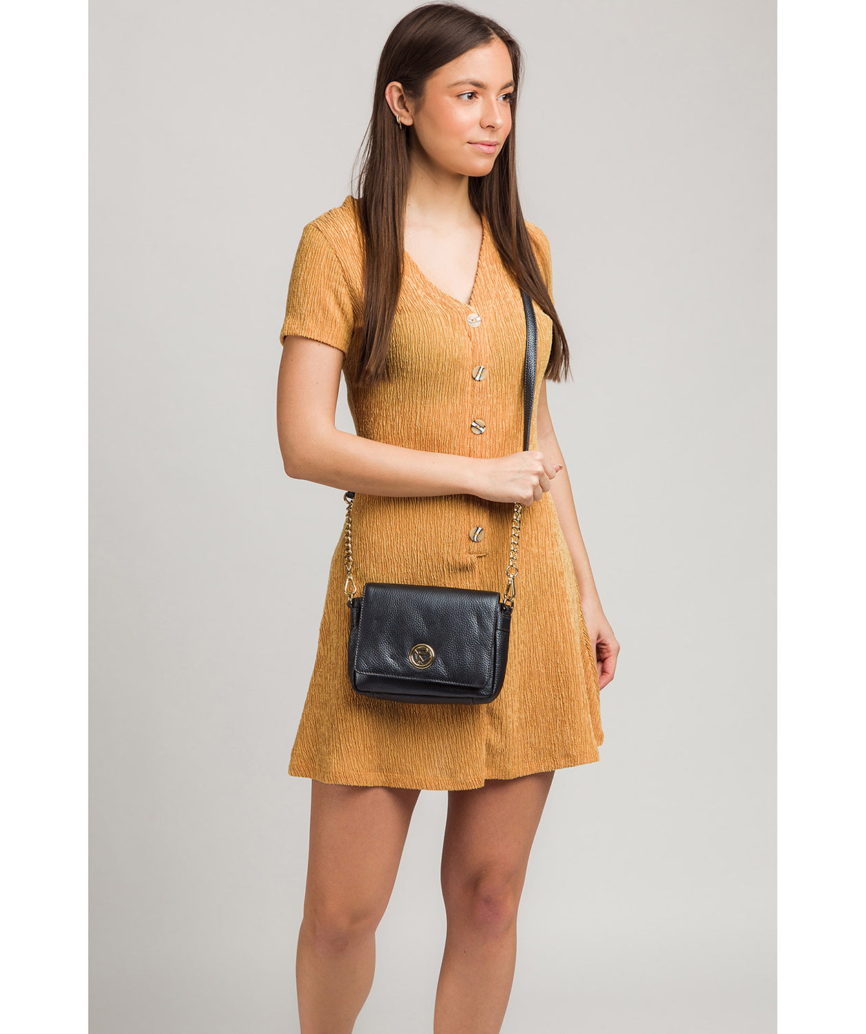 'Paulette' Metallic Blue Steel Leather Cross Body Bag image 2