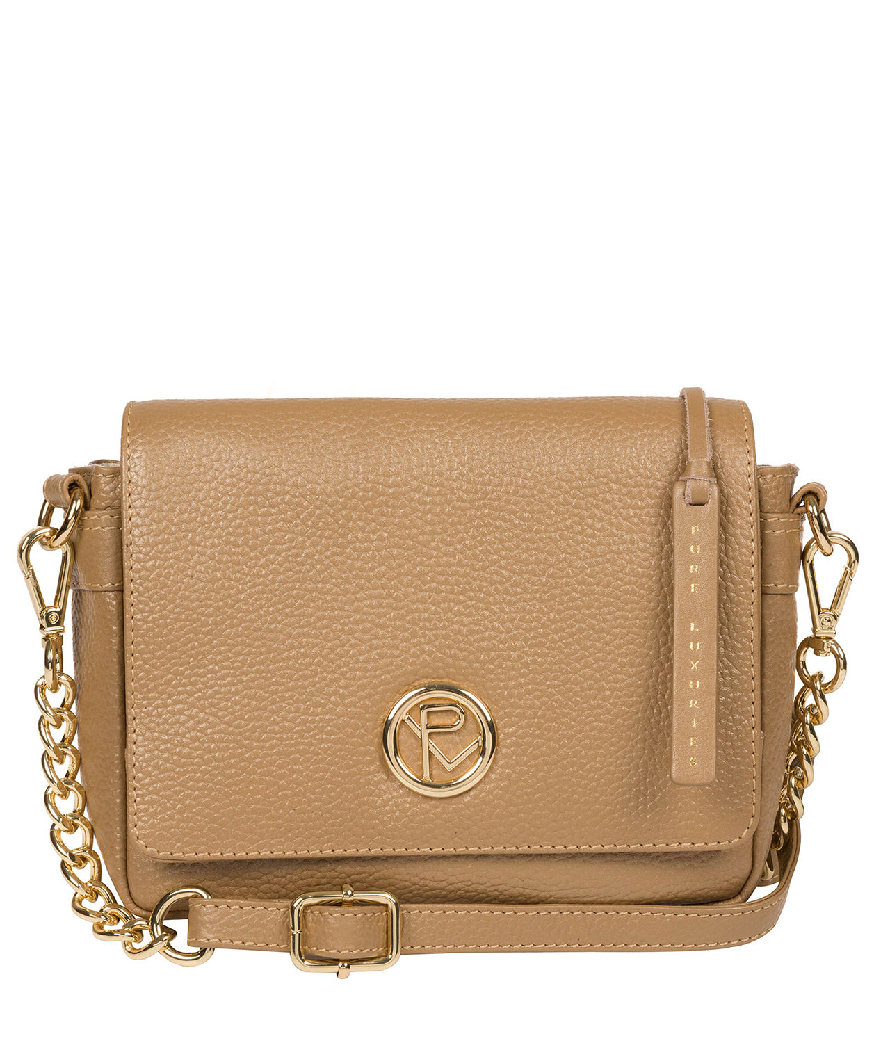 'Paulette' Metallic Champagne Leather Cross Body Bag image 1