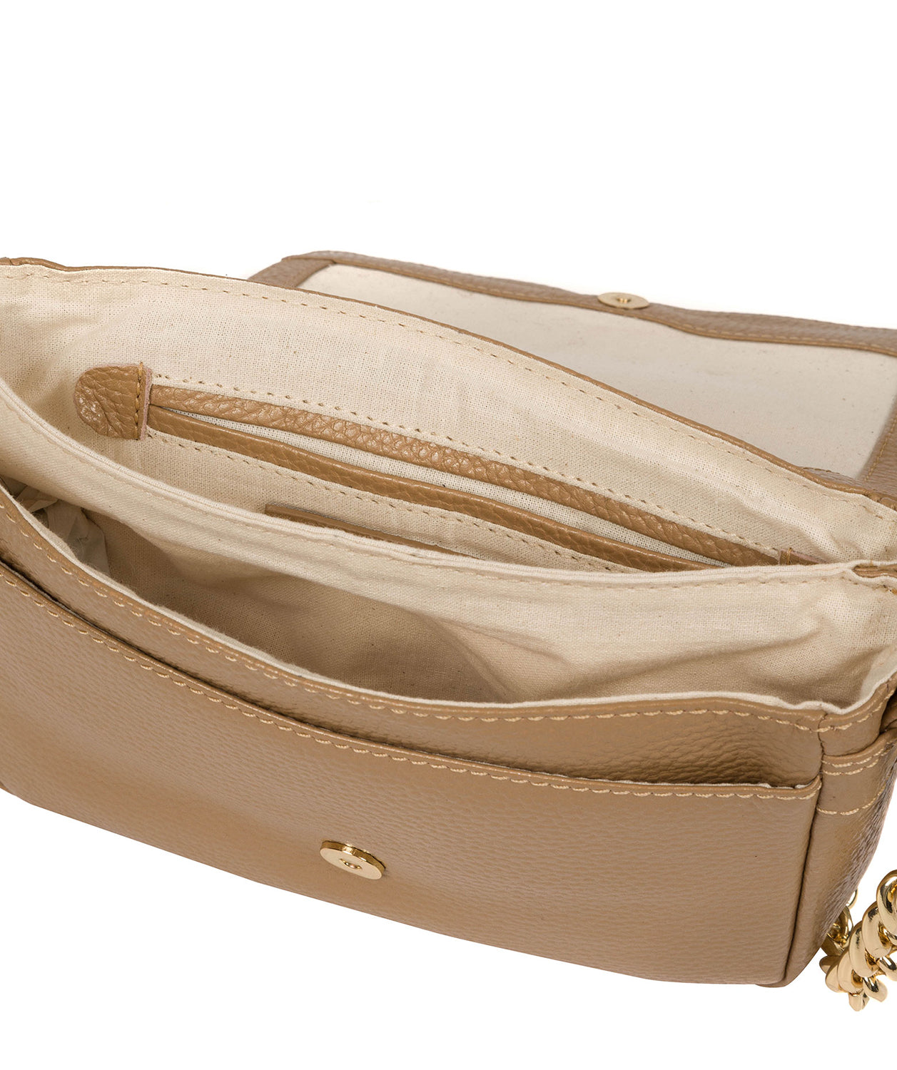 'Paulette' Metallic Champagne Leather Cross Body Bag image 4