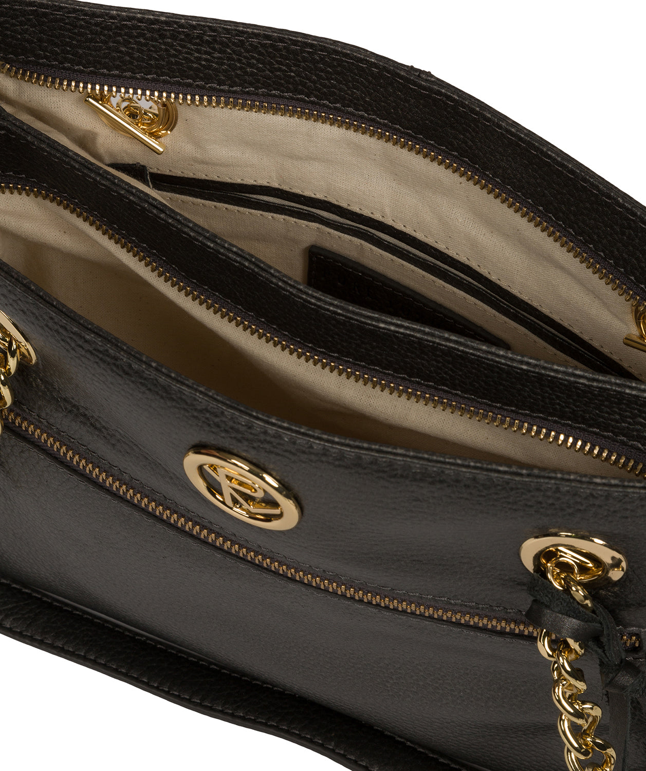 'Nannette' Metallic Dark Silver Leather Shoulder Bag Pure Luxuries London