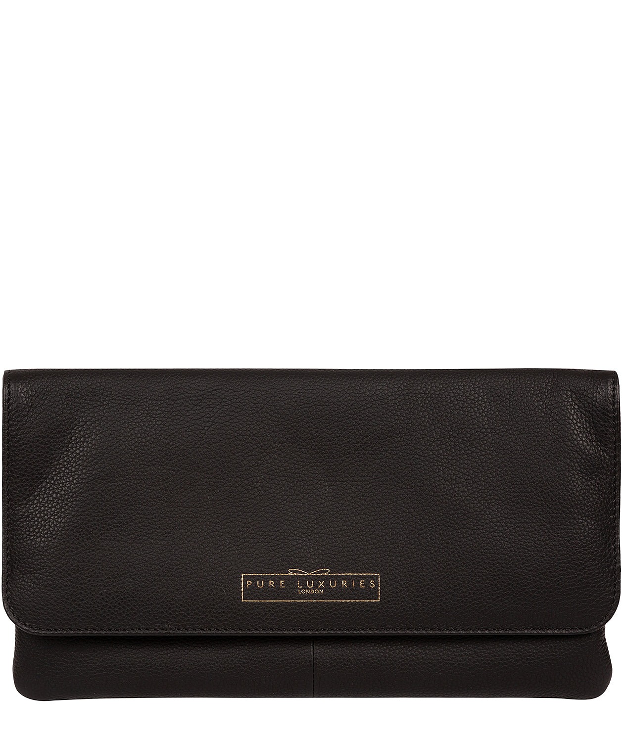 'Golders' Black Leather Clutch Bag