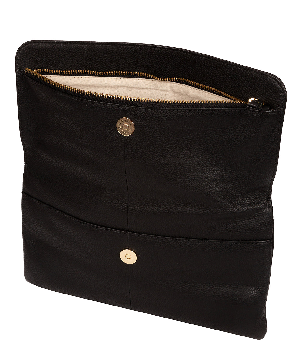 'Golders' Black Leather Clutch Bag