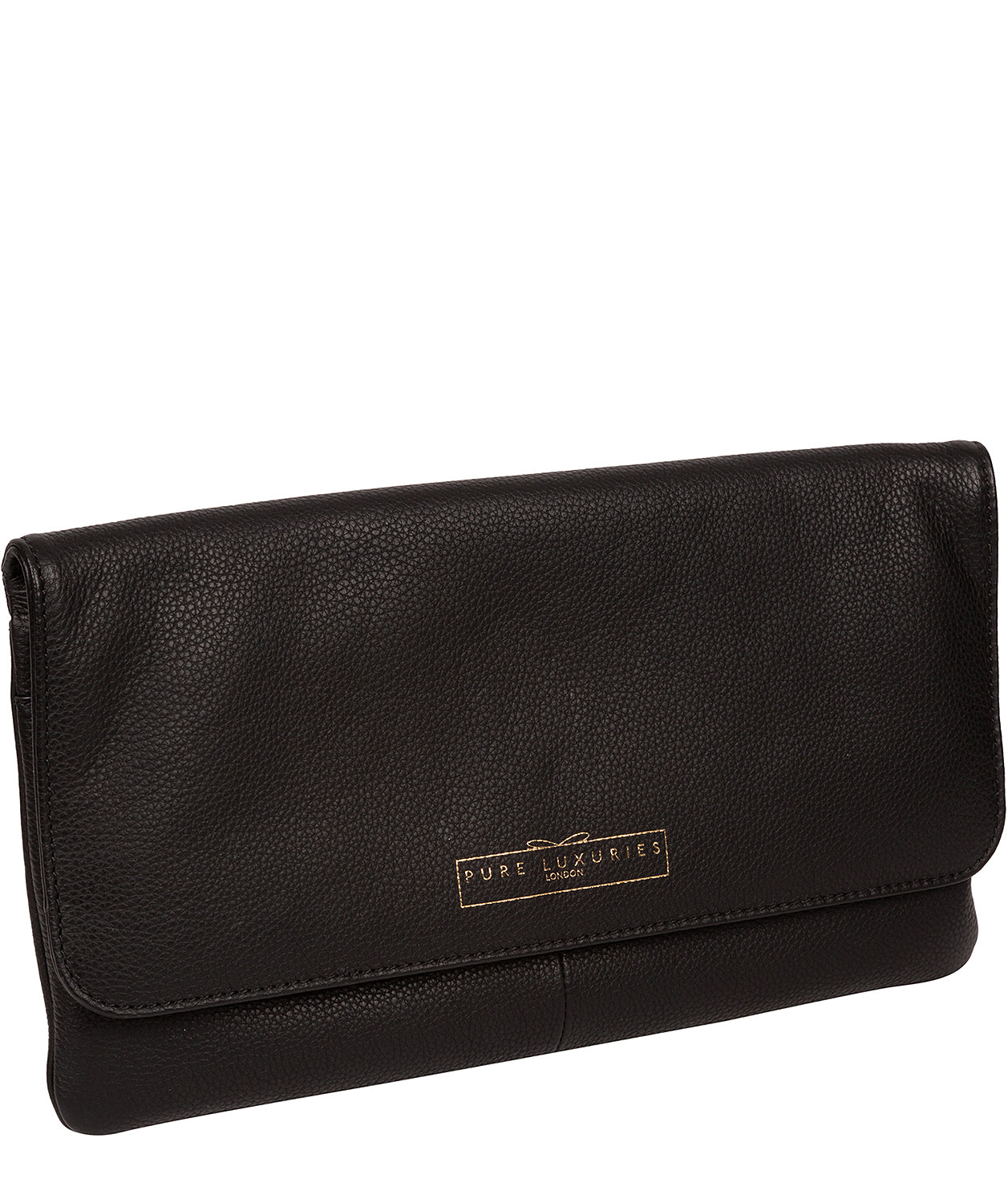 'Golders' Black Leather Clutch Bag