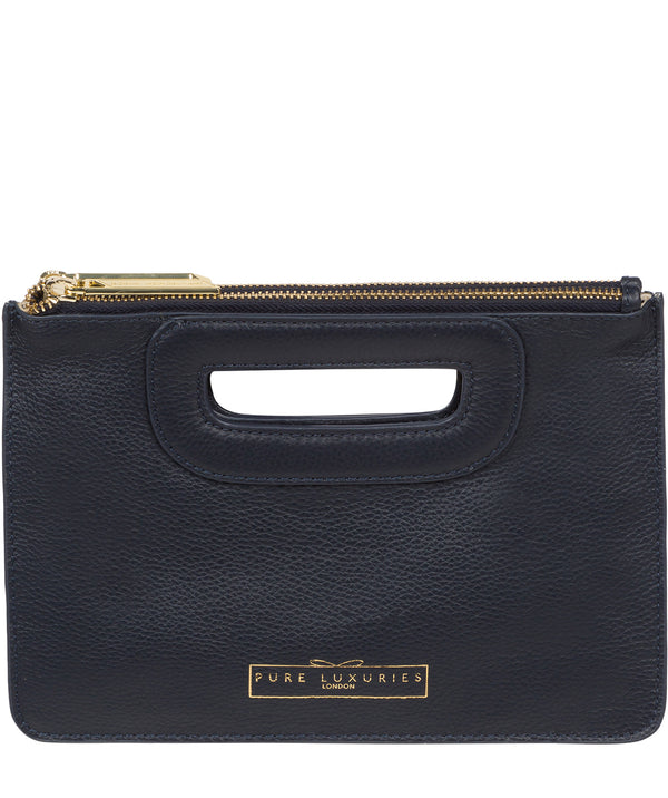 'Esher' Navy Leather Clutch Bag
