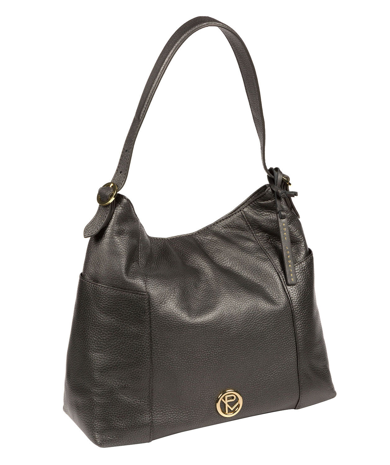 'Trinette' Metallic Dark Silver Leather Tote Bag image 5