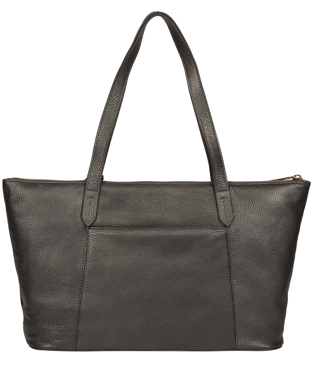 'Rosamonde' Metallic Dark Silver Leather Tote Bag image 3