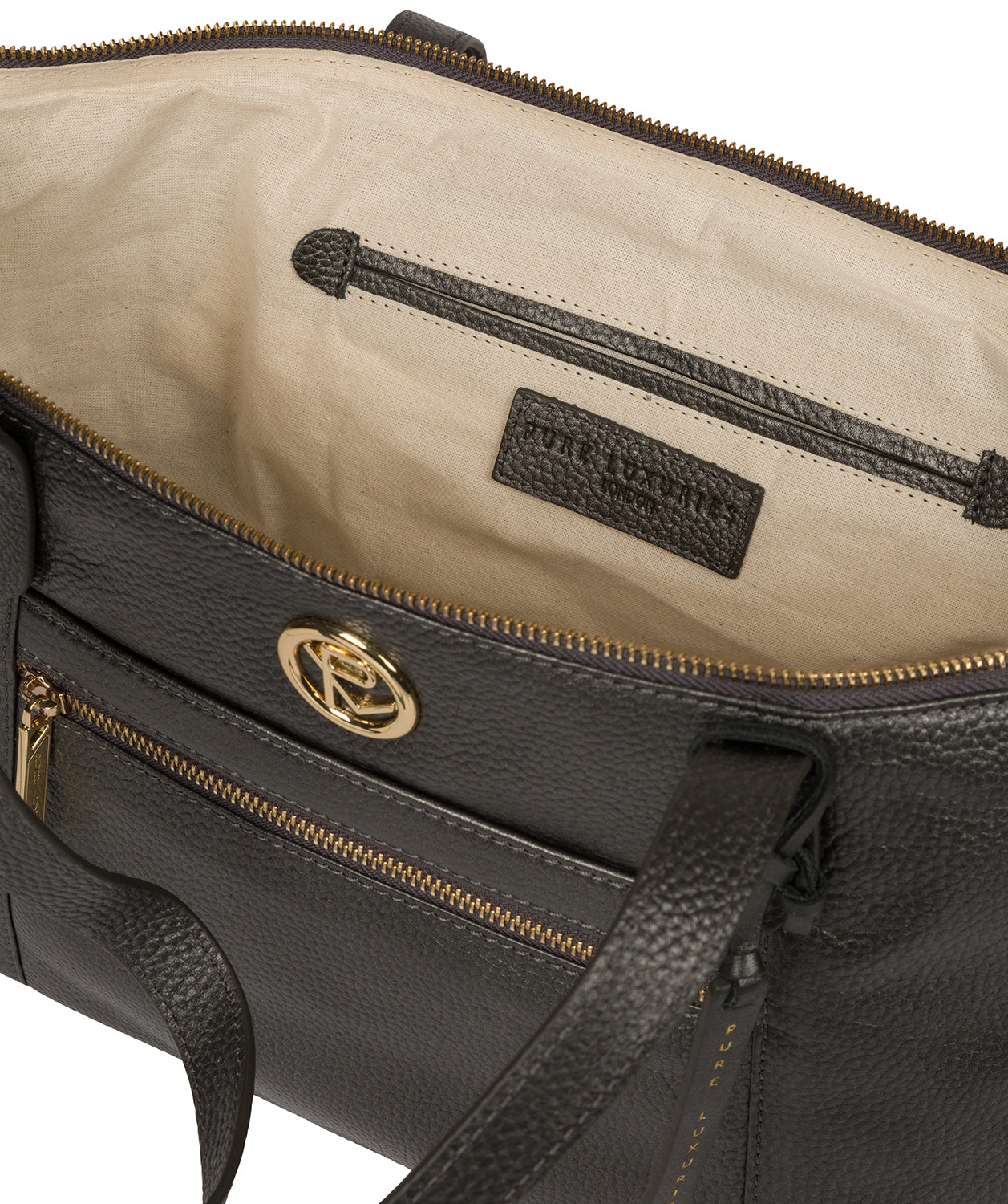 'Rosamonde' Metallic Dark Silver Leather Tote Bag image 4