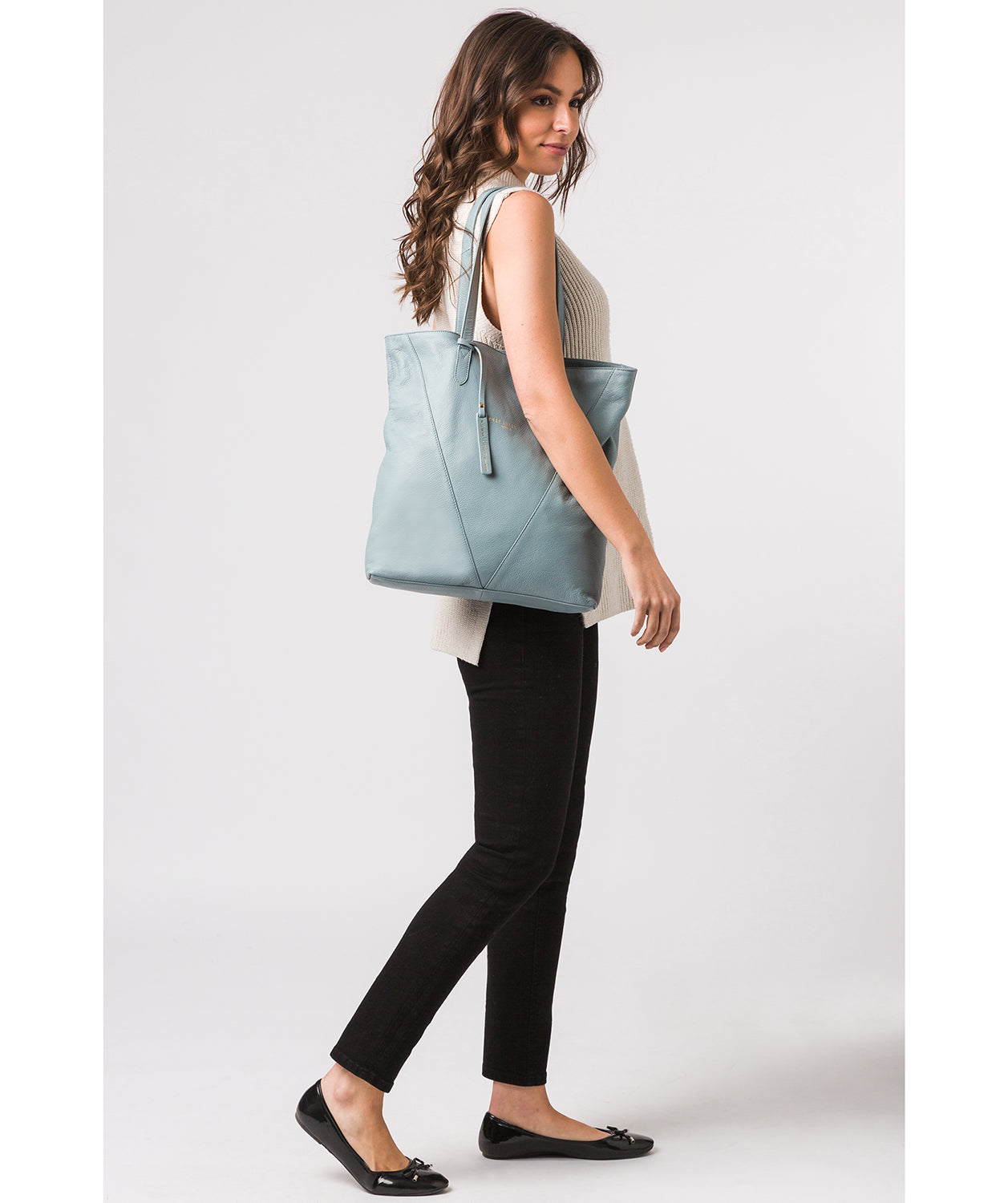 'Hatton' Cashmere Blue Leather Tote Bag