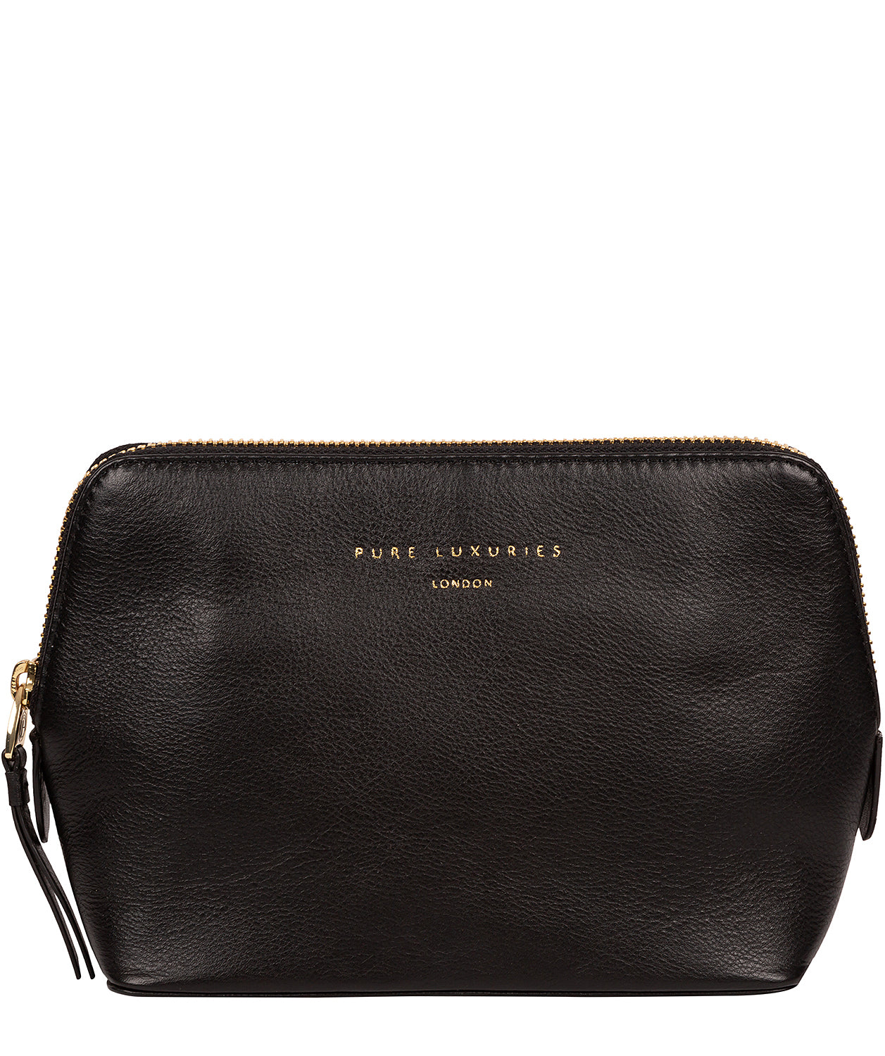 'Theydon' Black Leather Make-Up Bag