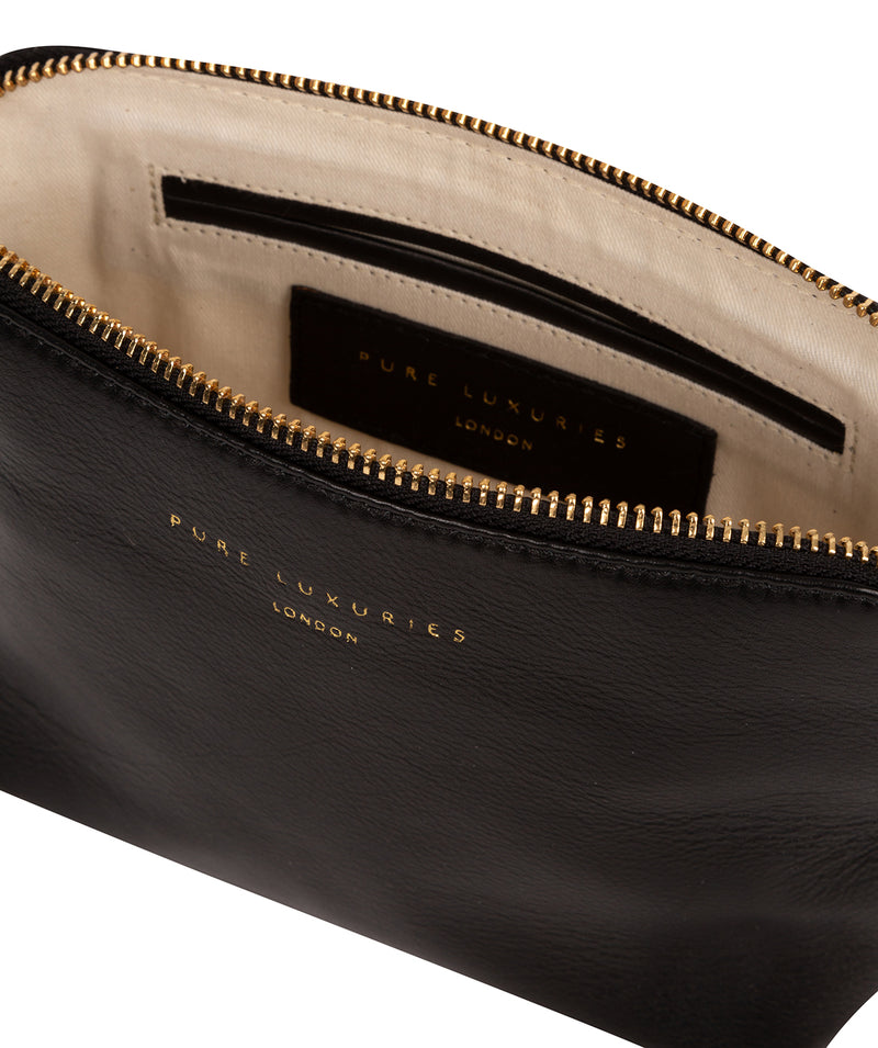 'Theydon' Black Leather Make-Up Bag