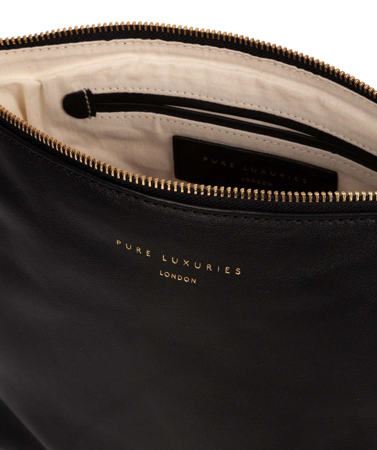 'Ealing' Black Leather Make-Up Bag