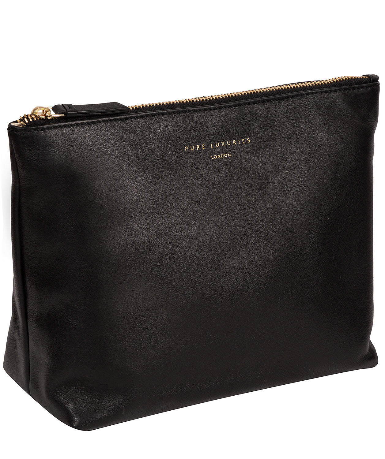 'Ealing' Black Leather Make-Up Bag