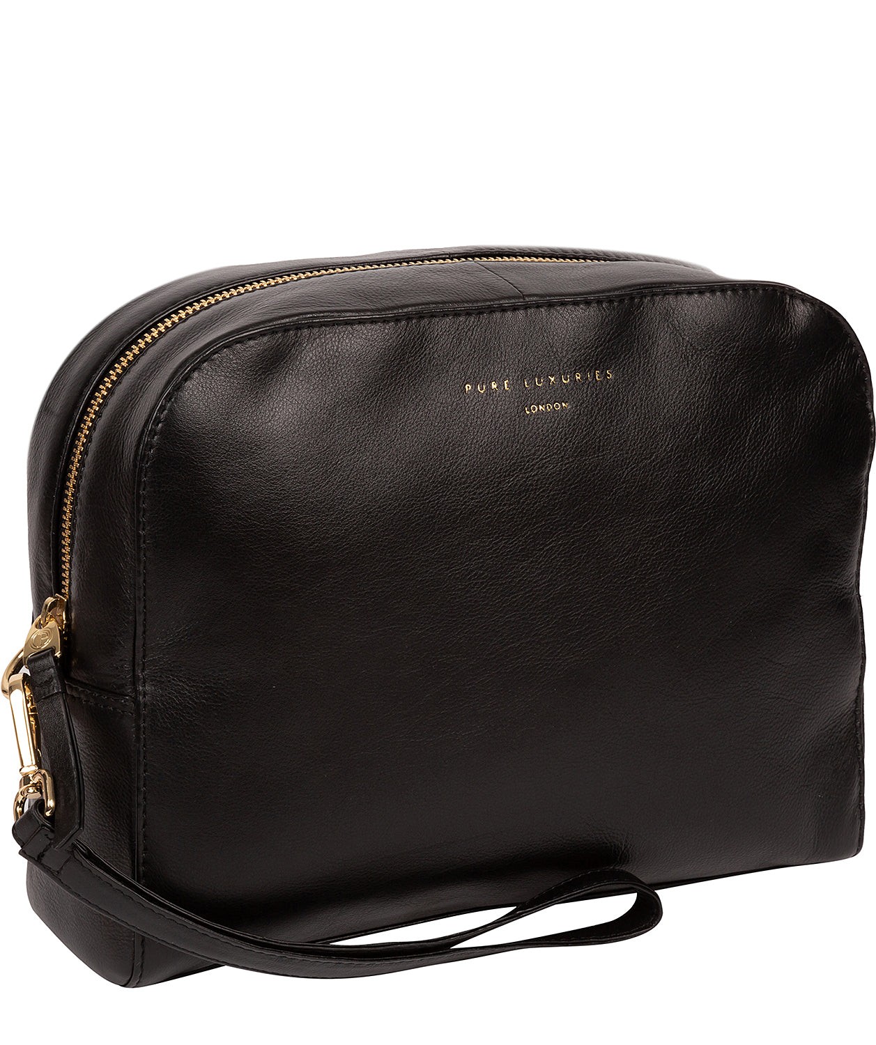 'Brompton' Black Leather Make-Up Bag