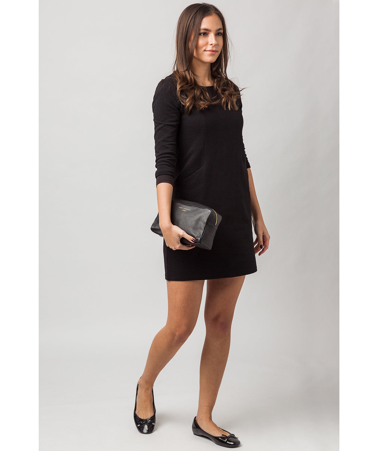 'Highgate' Black Leather Make-Up Bag