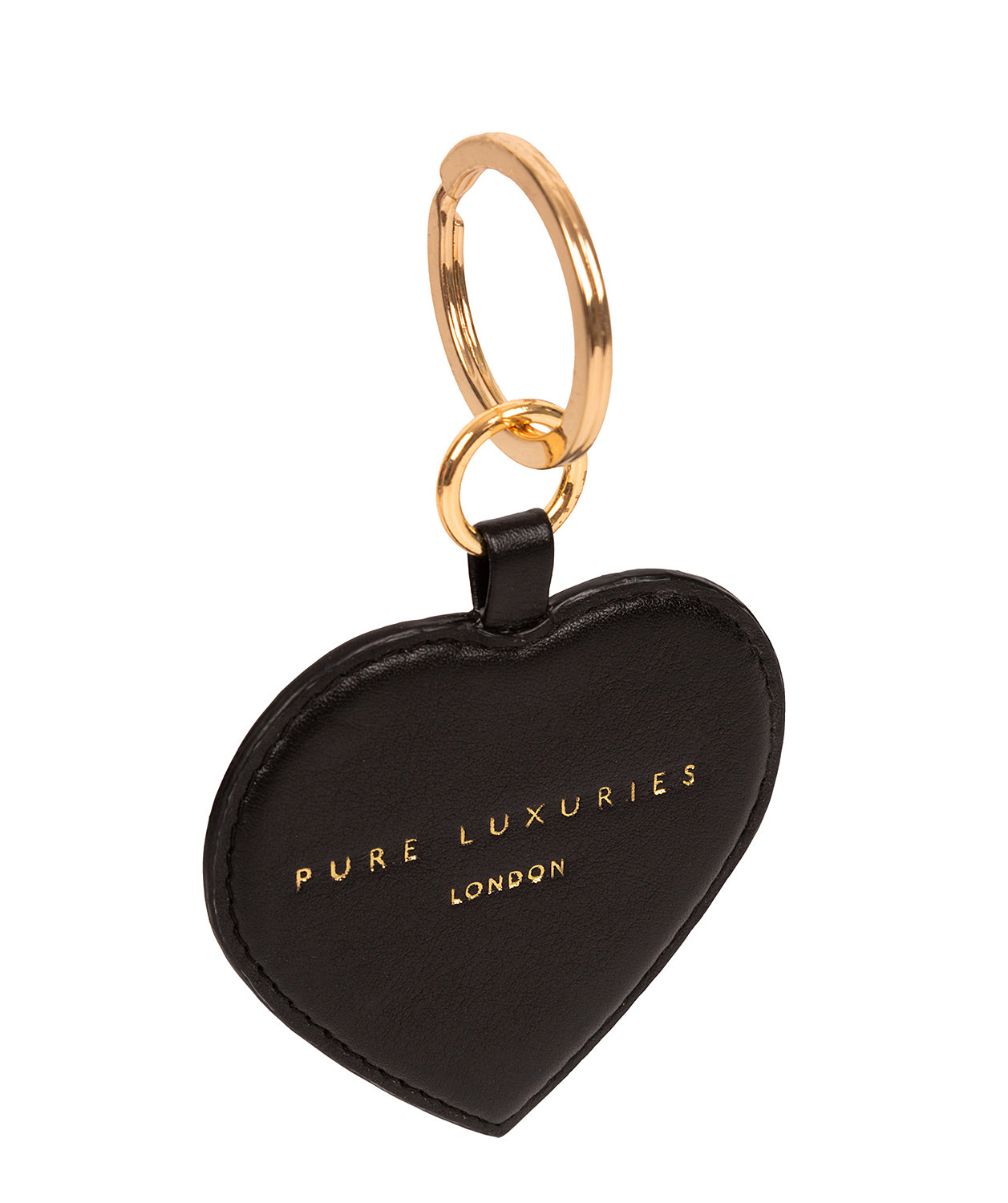 'Albany' Black Leather Heart Keyring