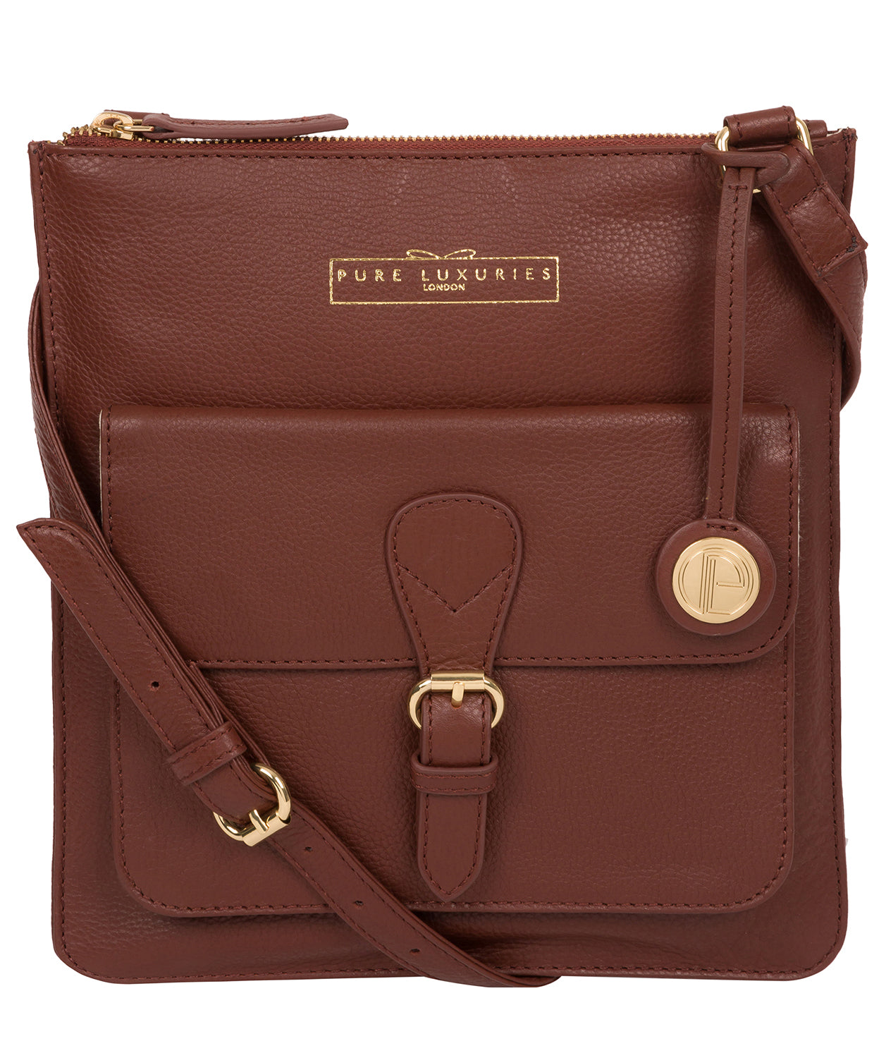'Kenley' Chestnut Leather Cross Body Bag
