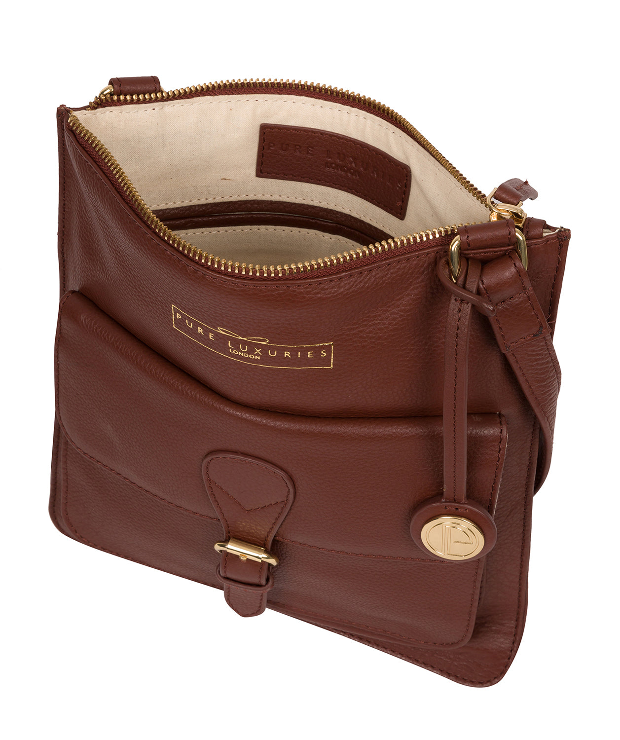 'Kenley' Chestnut Leather Cross Body Bag
