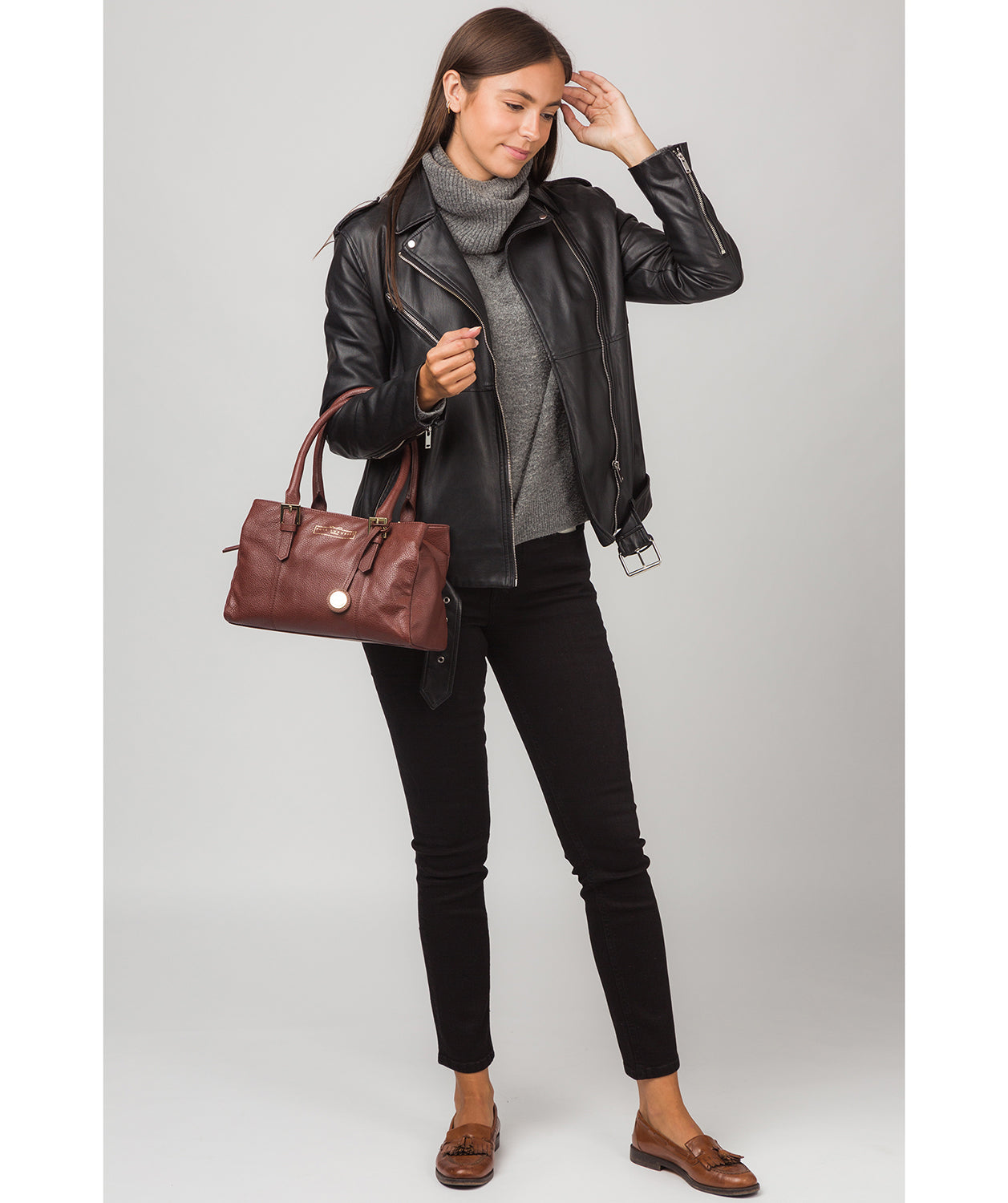 'Astley' Chestnut Leather Handbag