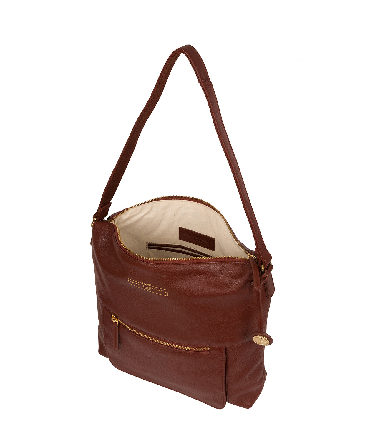 'Tenley' Chestnut Leather Shoulder Bag