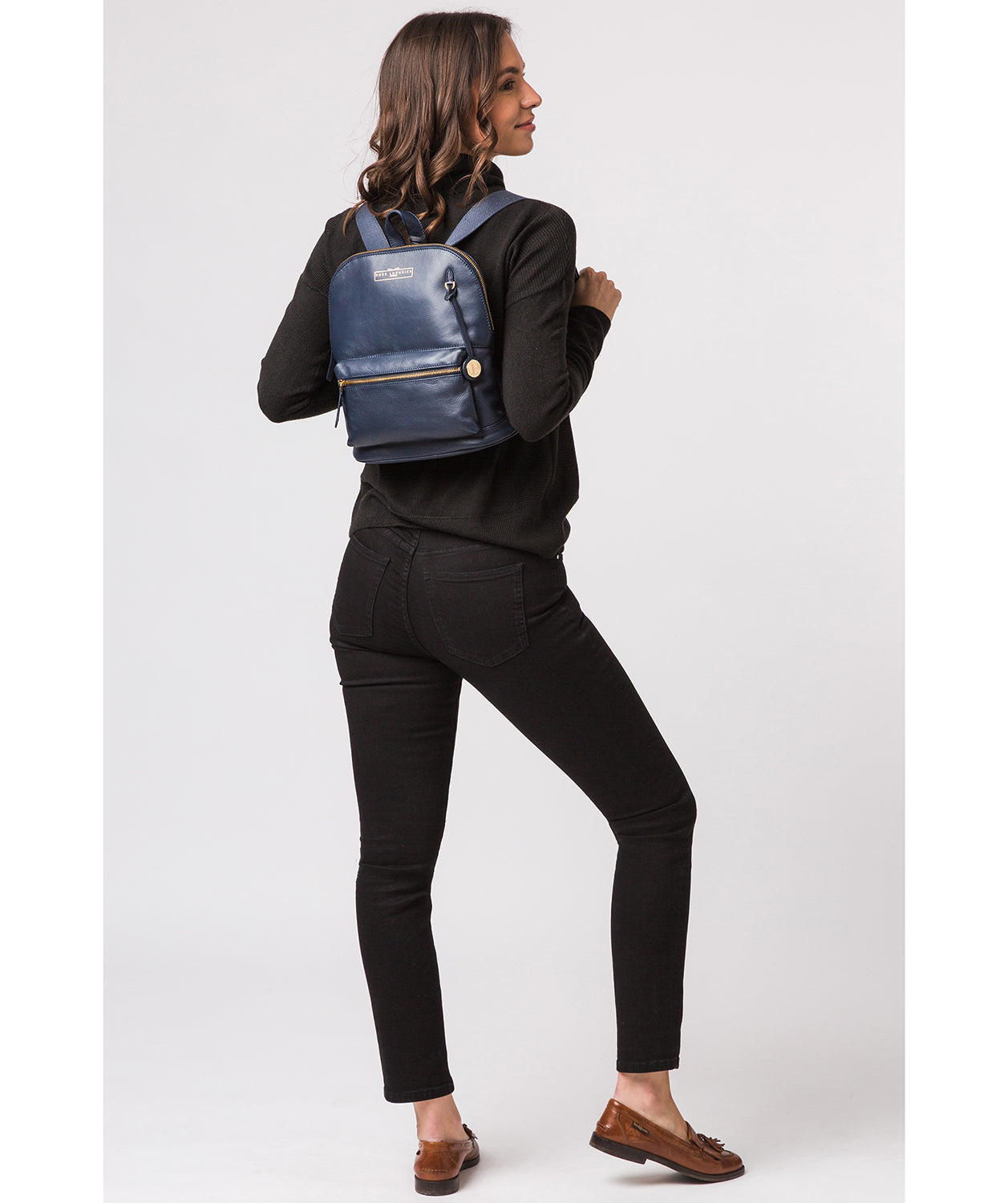 'Kinsely' Navy Leather Backpack