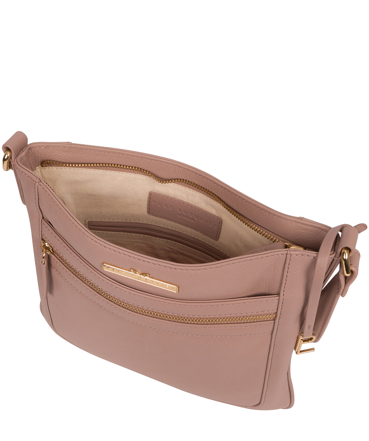 'Lewes' Blush Pink Leather Cross Body Bag