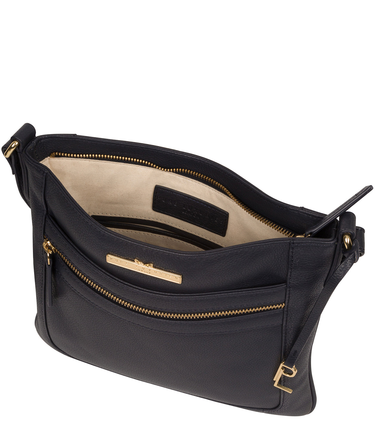 'Lewes' Navy Leather Cross Body Bag