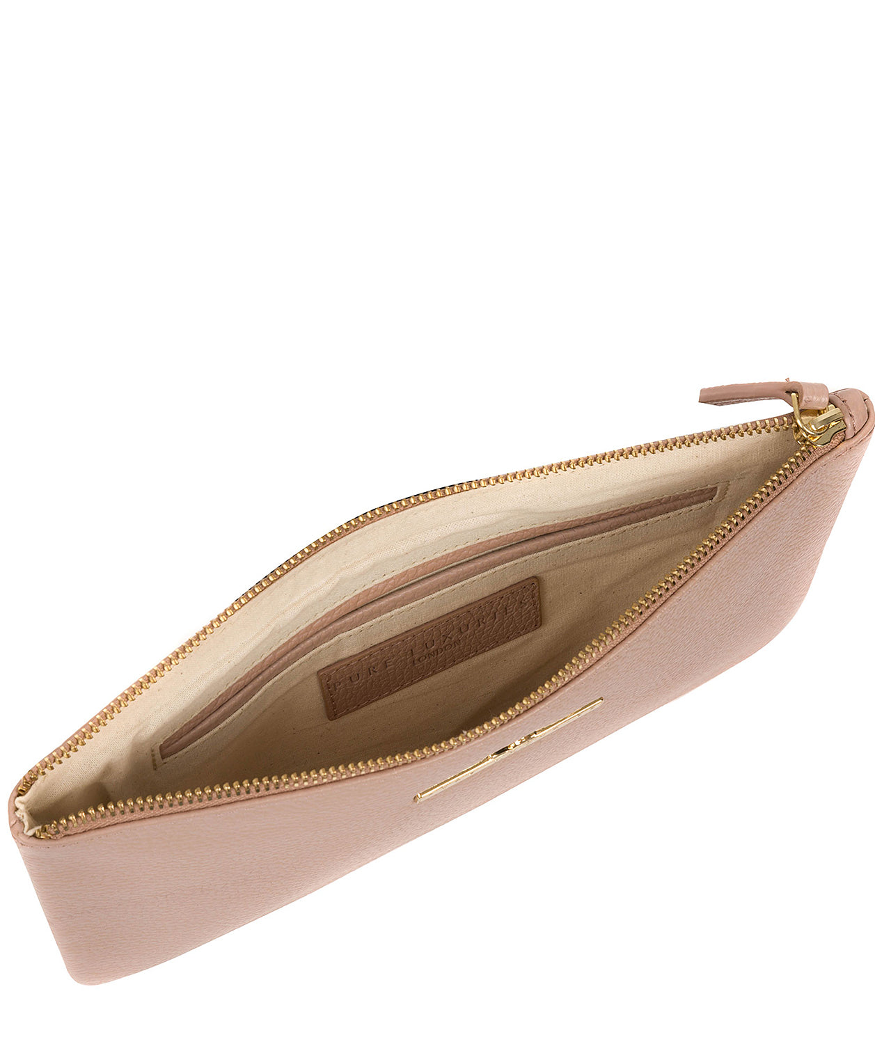 'Arlesey' Blush Pink Leather Clutch Bag