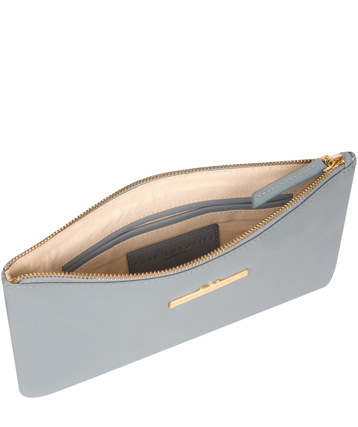 'Arlesey' Cashmere Blue Leather Clutch Bag