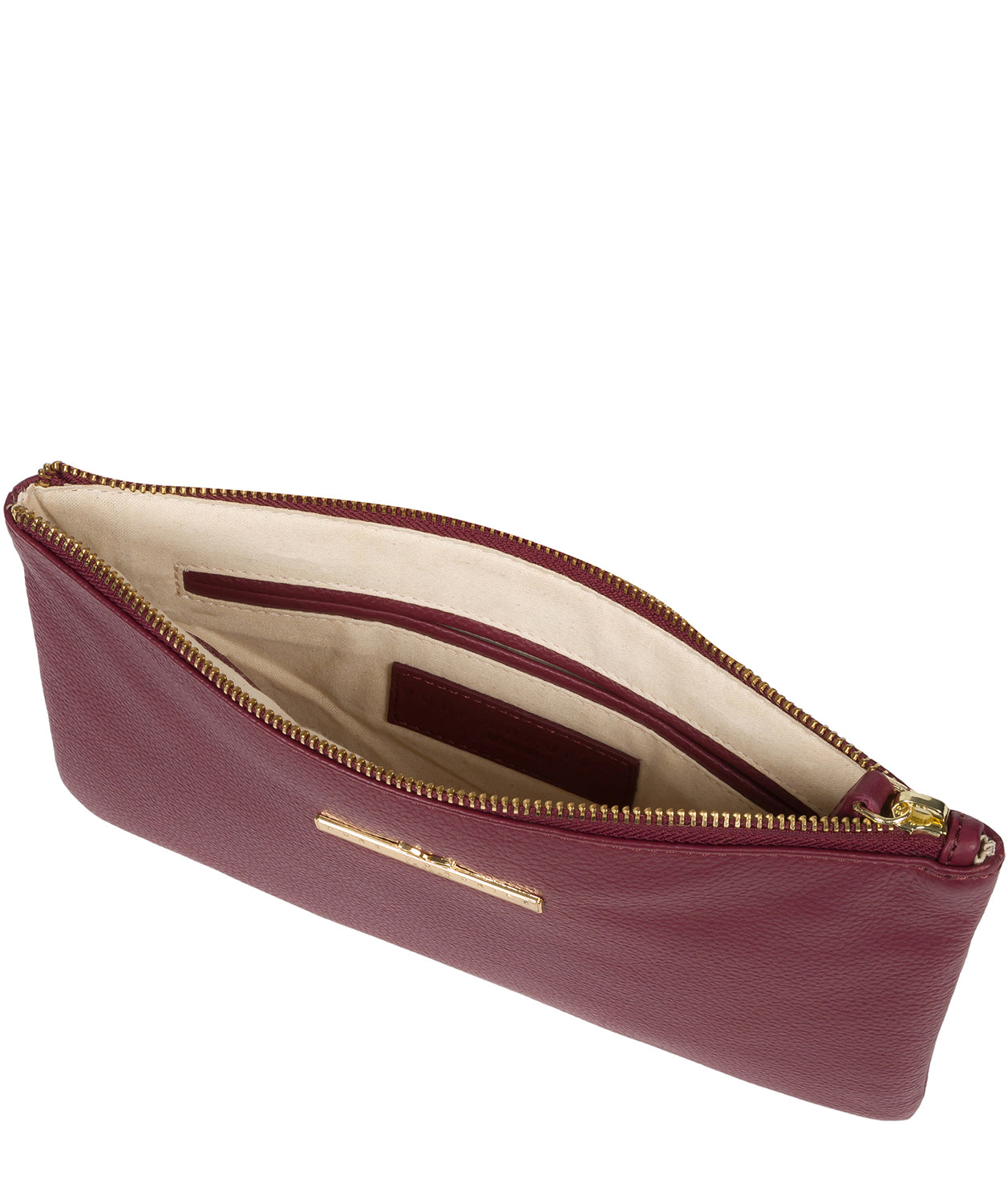'Arlesey' Pomegranate Leather Clutch Bag