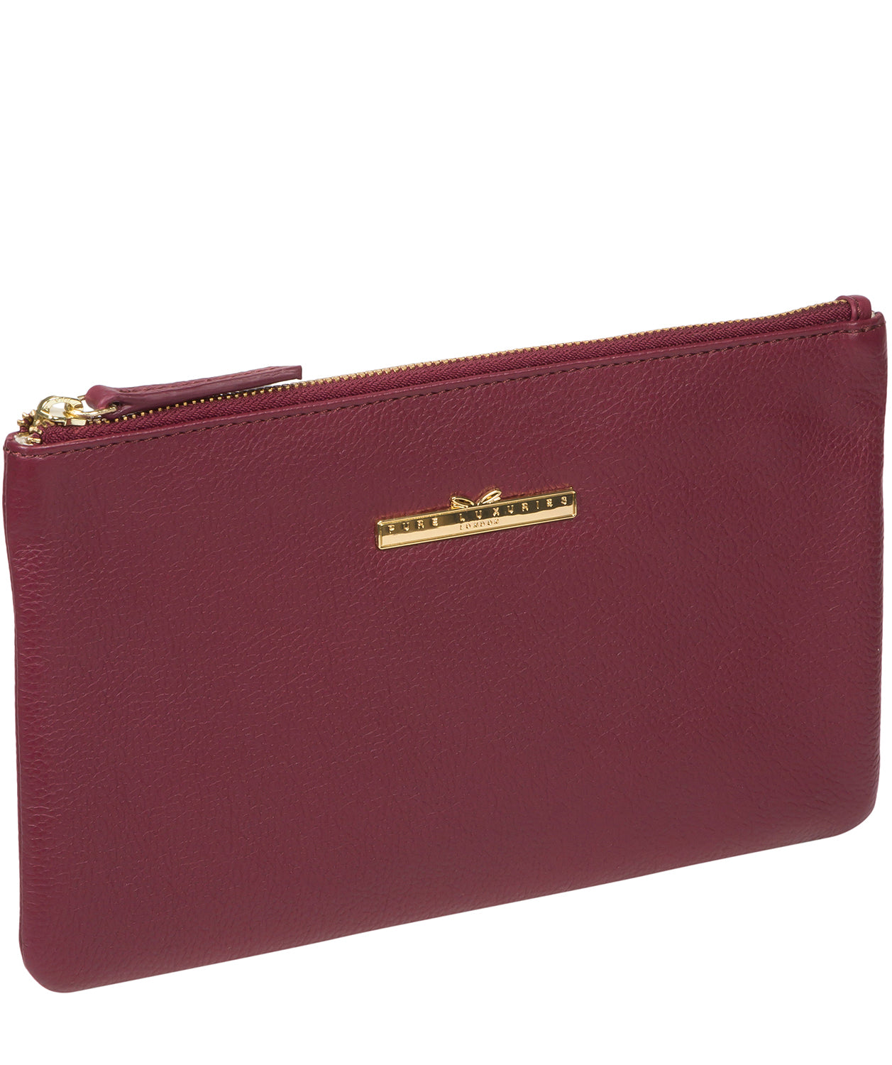 'Arlesey' Pomegranate Leather Clutch Bag