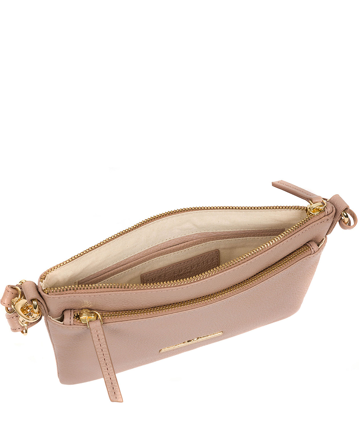 'Lytham' Blush Pink Leather Cross Body Clutch Bag