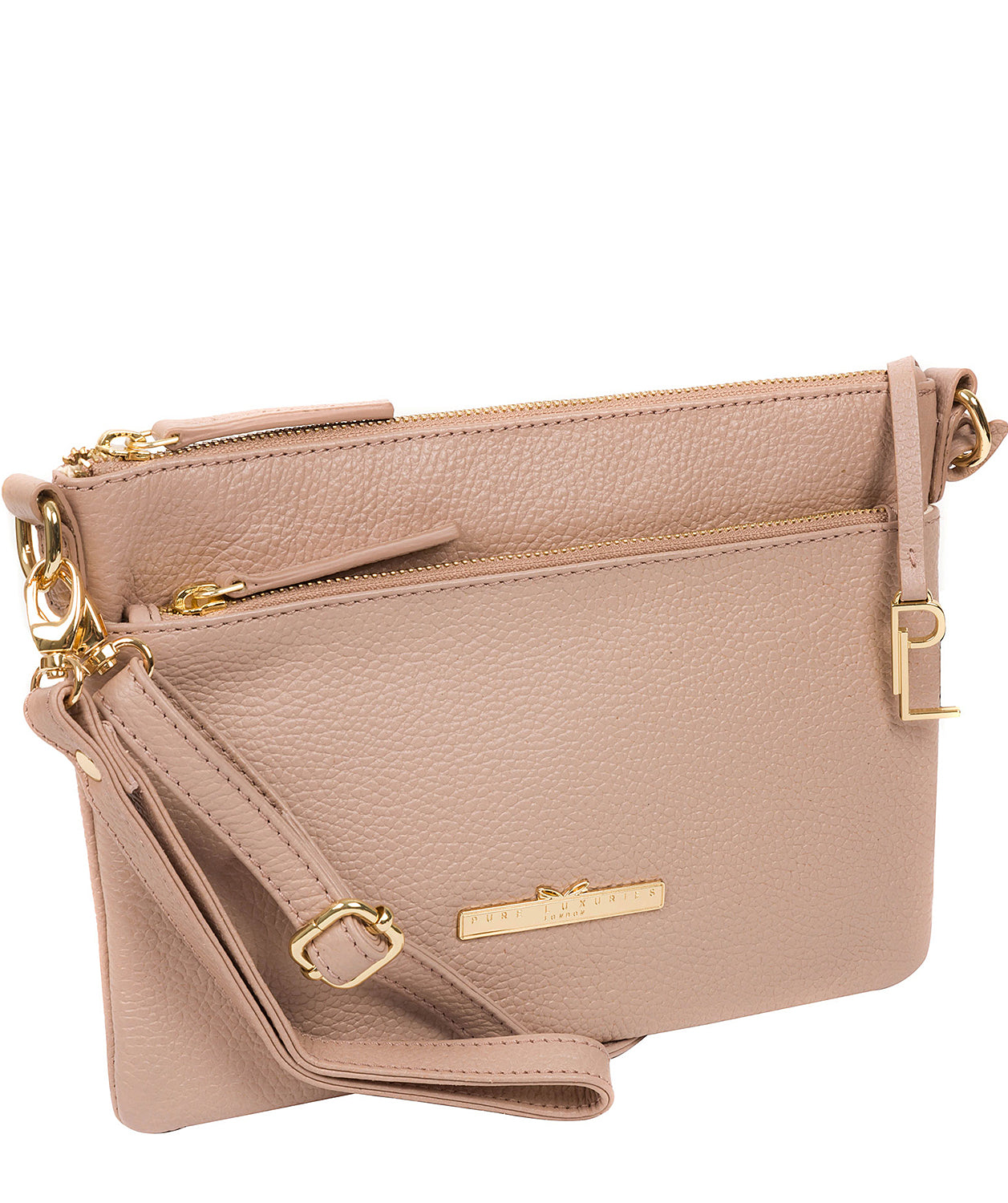 'Lytham' Blush Pink Leather Cross Body Clutch Bag