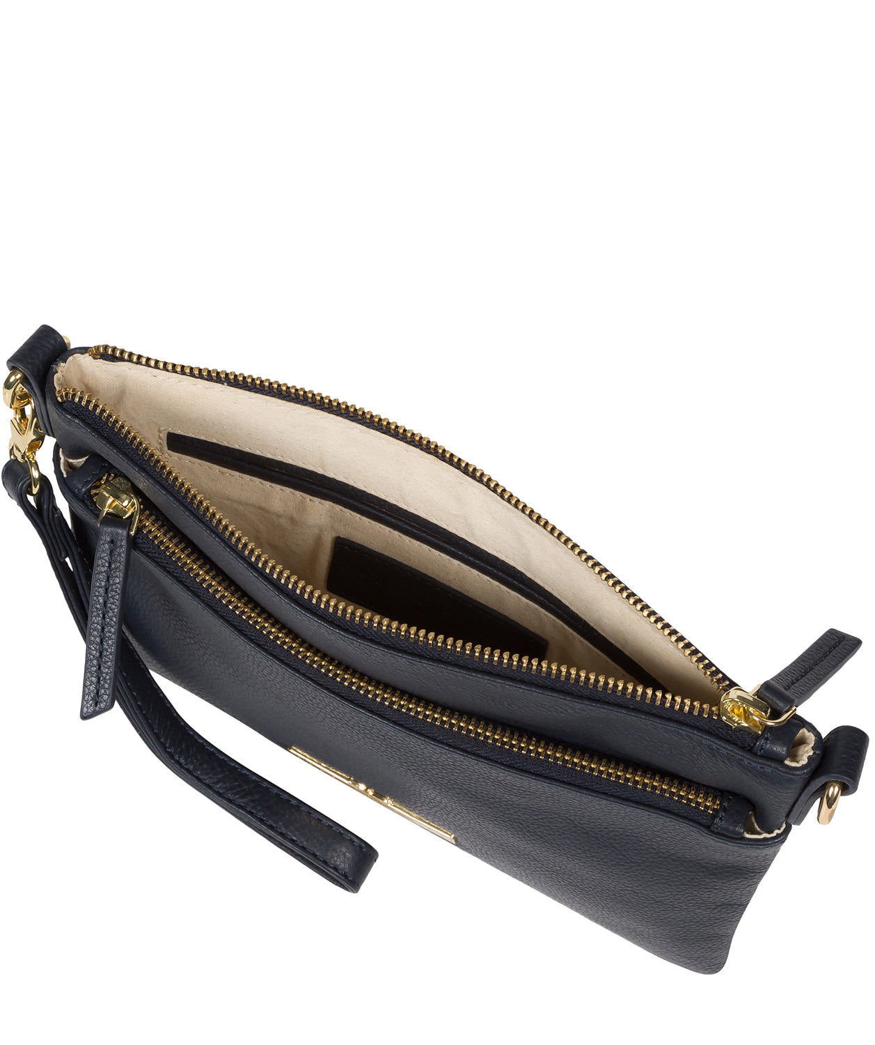 'Lytham' Navy Leather Cross Body Clutch Bag