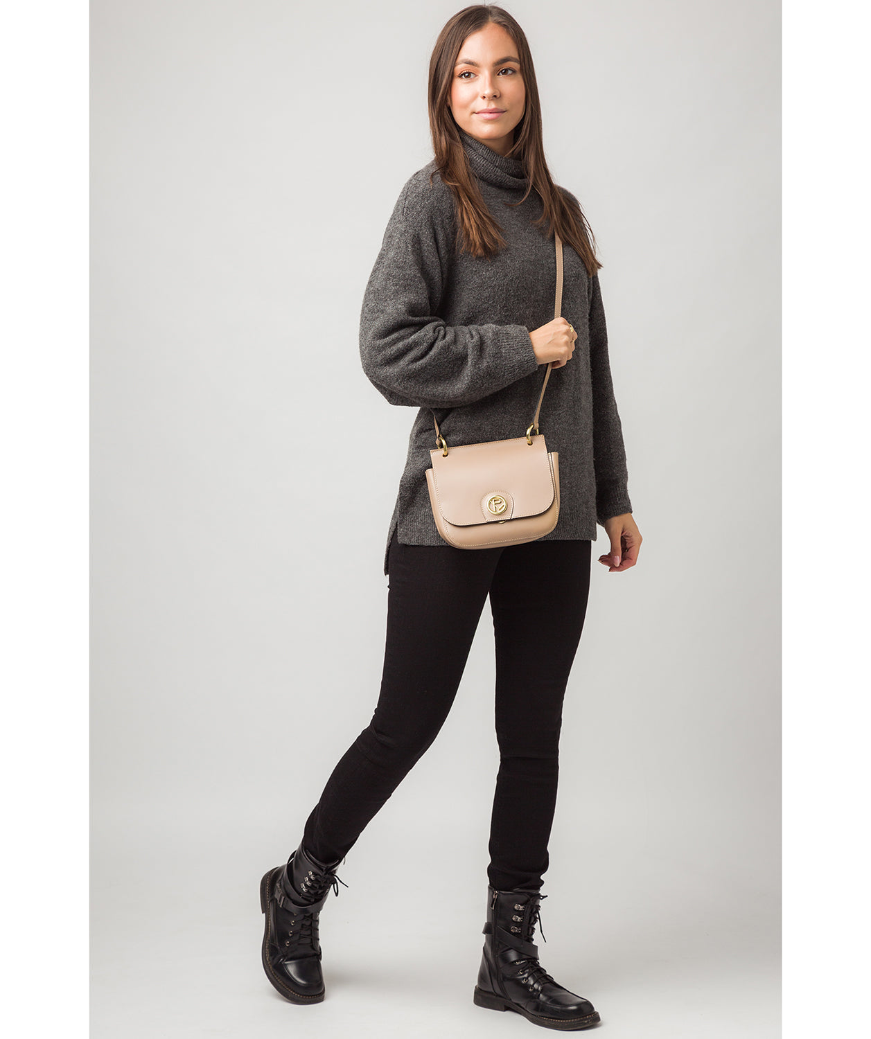 'Ennerdale' Blush Pink Leather Cross Body Clutch Bag