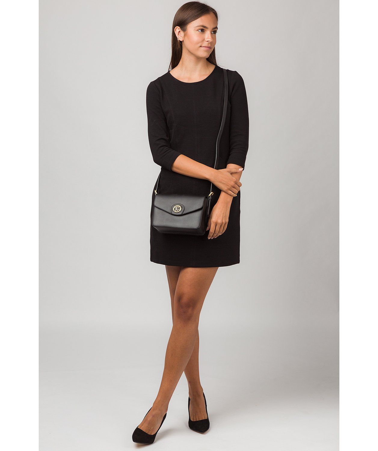 'Langdale' Black Leather Cross Body Bag