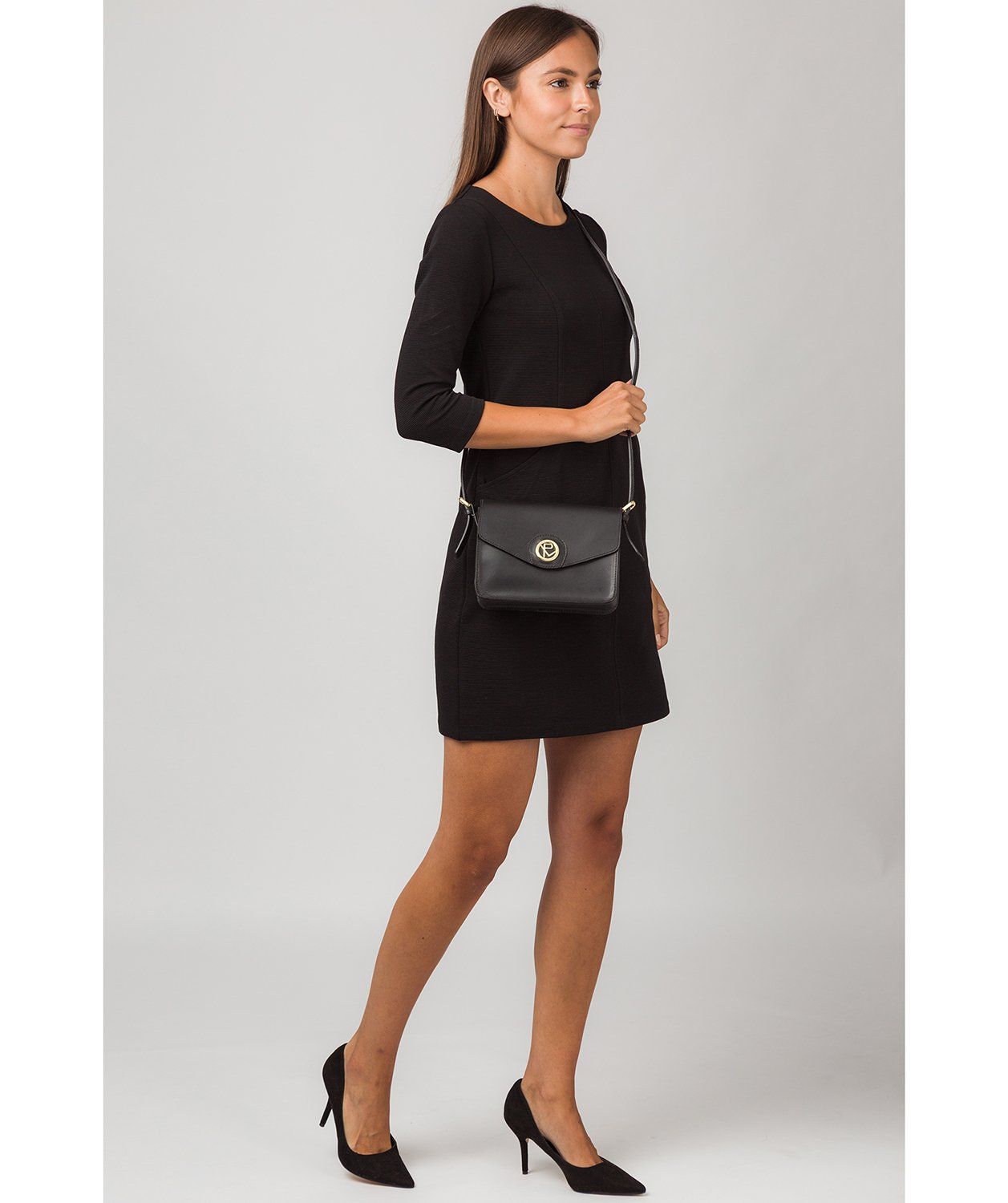 'Langdale' Black Leather Cross Body Bag