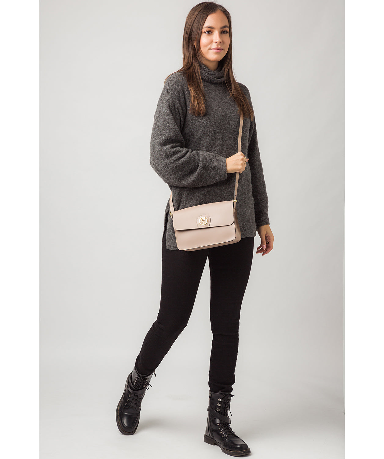 'Derwent' Blush Pink Leather Cross Body Bag