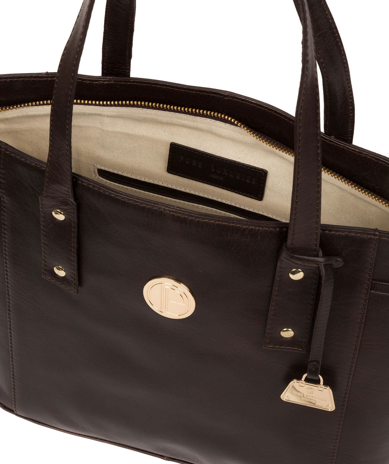 'Calista' Dark Brown Leather Tote Bag