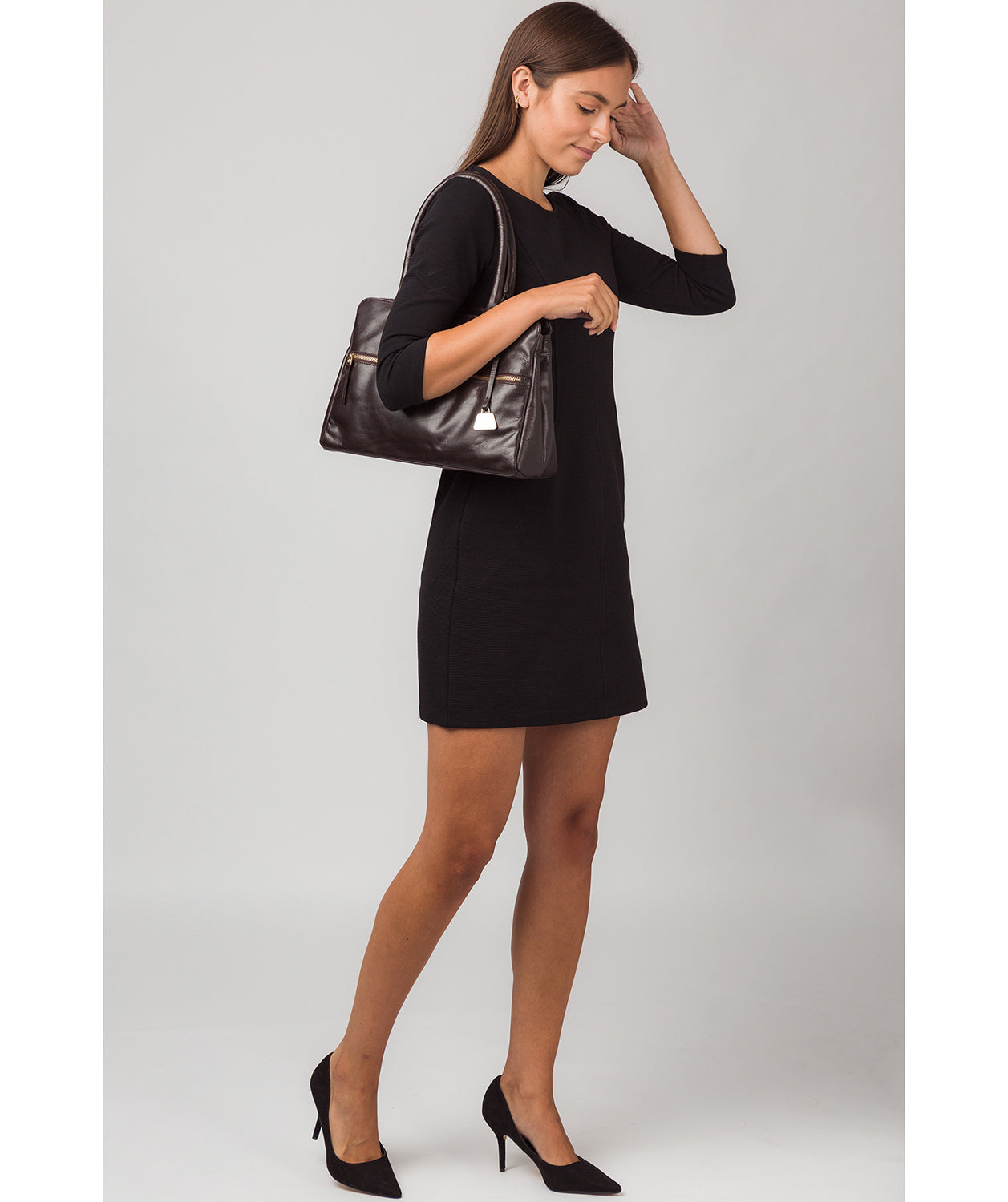 'Poppy' Dark Brown Leather Handbag