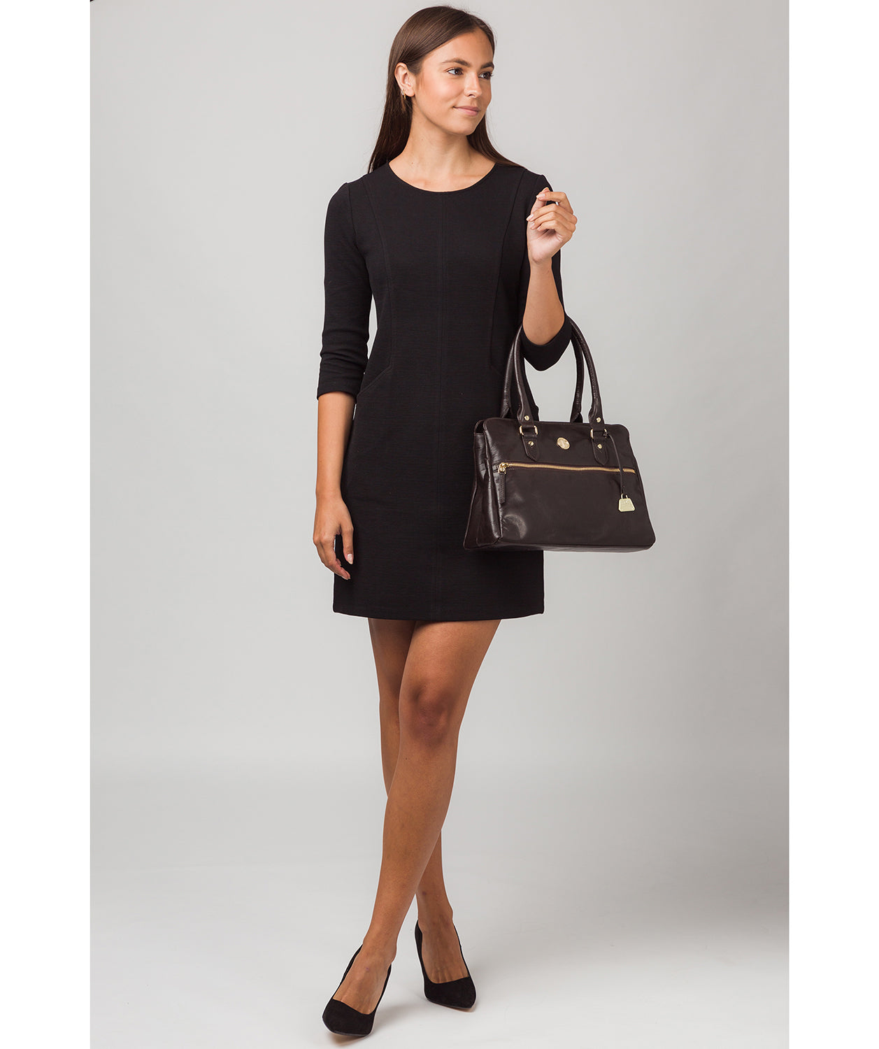 'Poppy' Dark Brown Leather Handbag