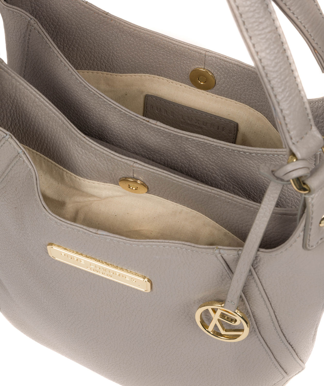 'Abigail' Grey Leather Shoulder Bag